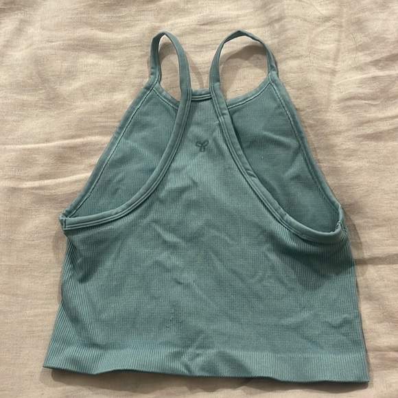 Aritzia TNA Light teal size medium workout set - crop top and spandex shorts - Picture 2 of 6
